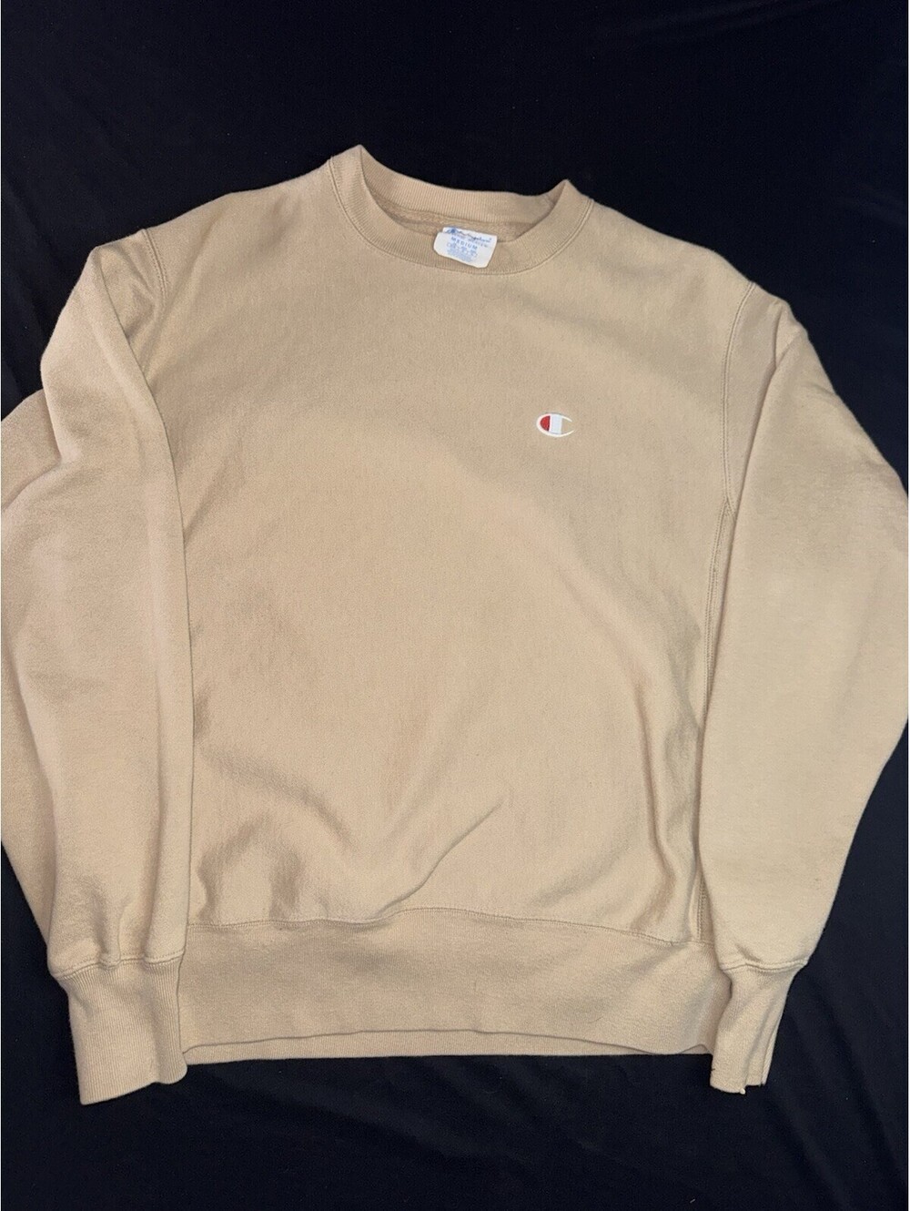 Champion Reverse Weave Crewneck Sweatshirt Men's Medium Tan Blank Embroidered